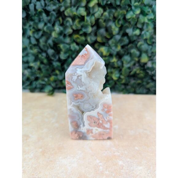 Pink Petal agate cotton candy agate tower quartz  crystal druzy girly witch - Picture 1 of 5
